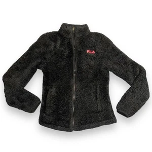 Fila Sport Girls Sherpa Fleece Jacket Full Zip Solid Black Pockets XS 7 8 - Picture 1 of 9