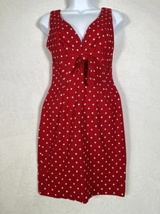 Y2K 90's Moda International Lipstick Red Polka Dot Cotton Mini Dress Size 4 - Picture 1 of 12