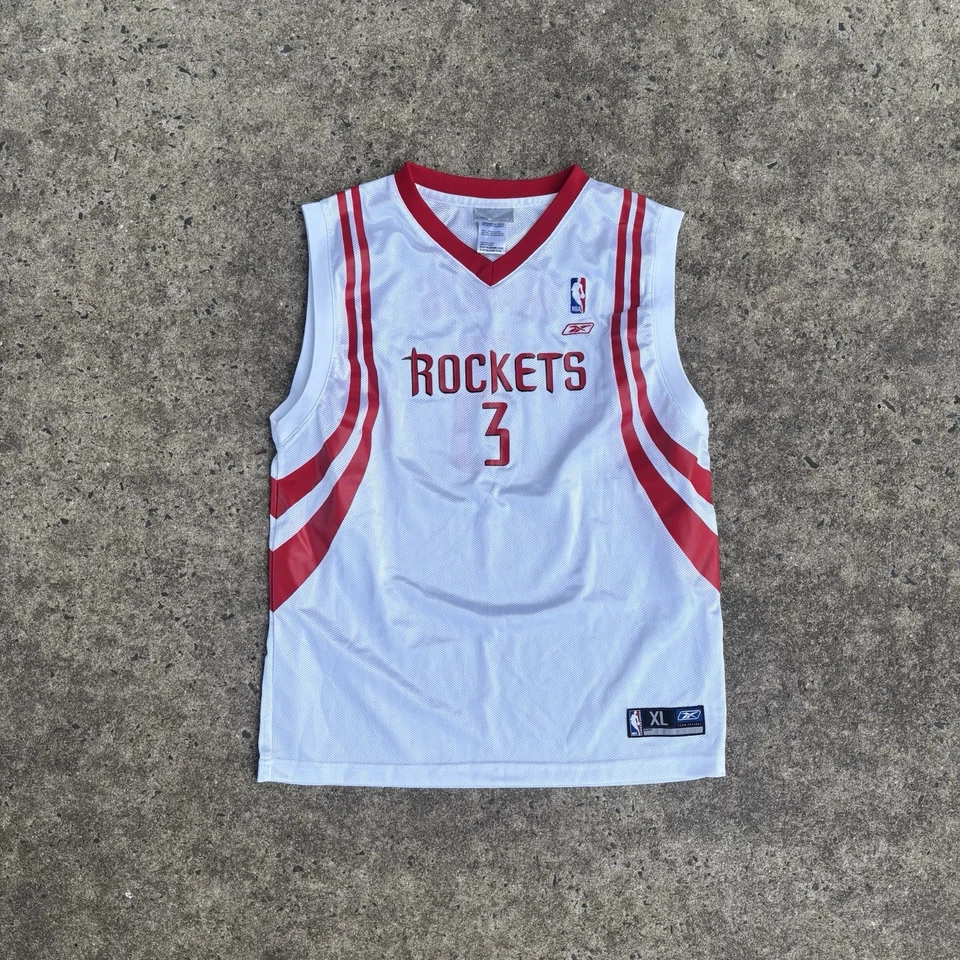 Camiseta de baloncesto blanca y roja Y2K Reebok Rockets NBA Talla: XL Foto 1 de 4