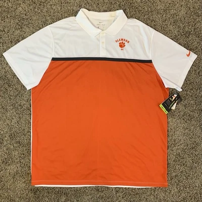 NUEVO CON ETIQUETAS Nike Clemson Tigers Polo 2XL Naranja Blanco Dri-Fit Rendimiento Golf Foto 1 de 4