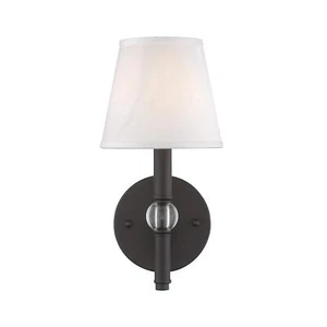 Golden Lighting 3500-1W RBZ-CWH Waverly Sconce, Rubbed Bronze- Wall Sconces, - Picture 1 of 1