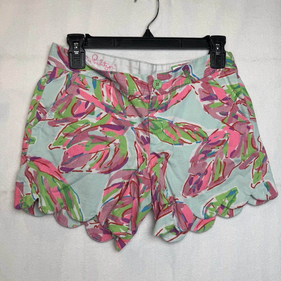 Pantalón Corto Lilly Pulitzer Mujer Talla 0 Buttercup Multicolor Floral Algodón Festoneado Foto 1 de 4