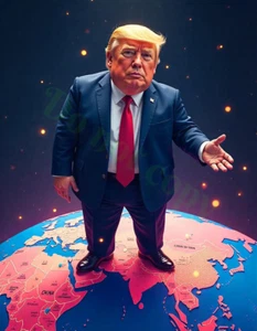 Donald Trump de pie sobre China TRABAJO ARTÍSTICO Presidente Xi Jinping guerra comercial aranceles - Imagen 1 de 1
