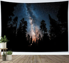 Night Forest Scene Tapestry Starry Sky Galaxy Wall Hanging Bedroom Living Room