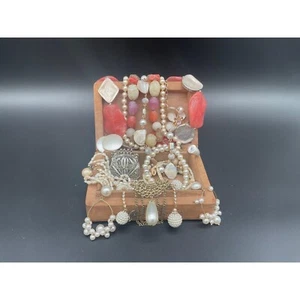 Lote de joyas de oro rojo coral y perlas con pendientes vintage piezas llamativas - Imagen 1 de 4