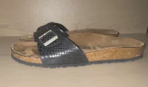 Birkenstock Black Leather Buckle Strap Detail Sandals Sz 41M Made In Germany - Picture 1 of 12