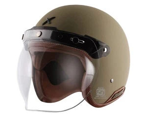 Retro Jet Leather Open Face Helmet Dull Desert Storm, Size: L (59-60 Cm), - Picture 1 of 8