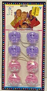 Y2K Little Linda Ponytail Hair Holders Elastic Purple Elephants Pink Frogs 8 Vtg - Picture 1 of 6