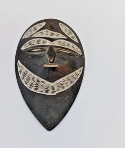 Tribal African Vintage Figurine Mask Ebony Marble Head Sculpture Decor Art 5"x3" - Picture 1 of 7
