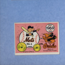 1968 FLEER # 66 -  1969 WORLD SERIES  NEW YORK METS vs BALTIMORE ORIOLES VG