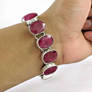 Rubin Stein 925 Silber Hochzeit Kette Mutter Geschenk Jubiläum Armband Schmuck - Bild 1 von 6