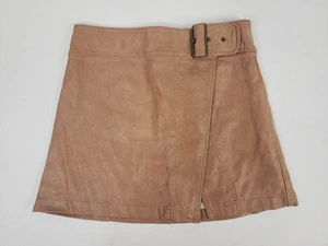 Free People Ari Wrap Mini Skirt Buckle Camel Brown Women's Size 2 - Picture 1 of 13