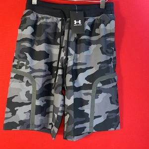 Under Armour Elite Cargo Blk Camo Print Short. Sz M $90 MSRP - Picture 1 of 5