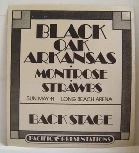 BLACK OAK ARKANSAS / MONTROSE (SAMMY HAGAR) / STRAWBS - VINTAGE 70's CLOTH PASS - Picture 1 of 1
