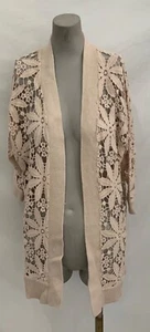 TAHARI OPEN JACKET CARDIGAN-Women Size XS-3/4 Sleeves-EMBROIDERED LACE-NUDE-NWT - Picture 1 of 10