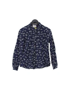 Springfield Women's Shirt UK 8 Blue Floral 100% Other Long Sleeve Collared Basic - Picture 1 of 5