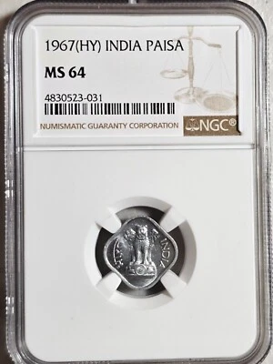 India 1 Paisa 1967HY NGC MS 64 - Image 1 of 2