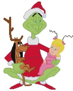 CROSS STITCH+ CRAFT PATTERN Grinch Christmas Dog Max Cindy Lou Who Lap Pajamas - Picture 1 of 14