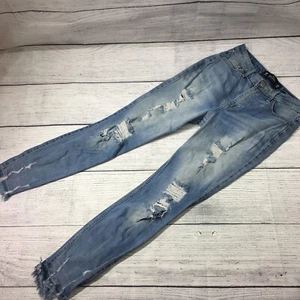 Hollister Distressed Jeans High Rise Crop Super Skinny OR W24 L26 Light Wash - Picture 1 of 12