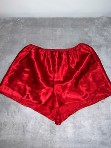 Women’s Satin Red Pajama Sleep Shorts Medium