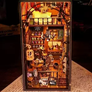 Book Nook Magical Miniature House DIY Model Kit 3D LED Dollhouse Witch Wizard - Picture 1 of 10