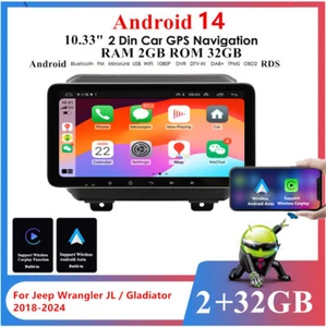 10.33'' Android 14 Radio GPS Navi For Jeep Wrangler JL / Gladiator 18-24 Carplay - Picture 1 of 23