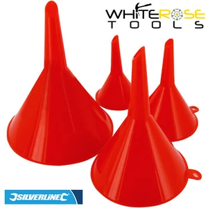Silverline Funnel Set 4 Piece 50 75 100 120mm Fluids Petrol Fuel Oil - Picture 1 of 1