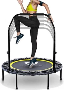Foldable Mini Trampoline for Adults and Kids, Rebounder with Adjustable Bar - Picture 1 of 6