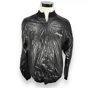 Vintage Mizuno Jacket Men’s 2XL XXL Black Wet Look Baseball Warmup 1/4 Zip USA - Picture 1 of 12
