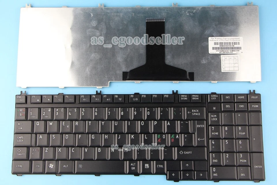 Novo teclado nórdico sueco para TOSHIBA Satellite A500 L500 P300 P500 X300 X500 - Imagem 1 de 1