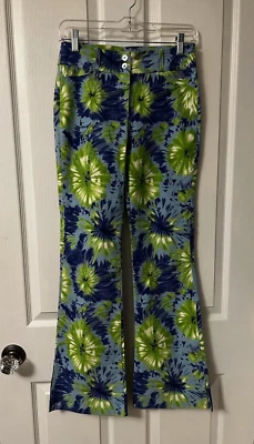 Hippie Psychedelic Stretch Flare Bell Bottoms Size Small  Retro USA - Image 1 of 4