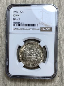 1946 IOWA Half Dollar NGC MS67 Nice High Grade Example Choice Original - Picture 1 of 8