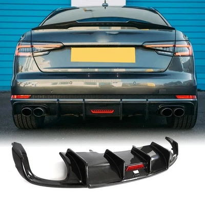For Audi A4 Sline S4 2017-2019 Carbon Fiber Rear Bumper Diffuser Lip Body Kits - Изображение 1 из 4