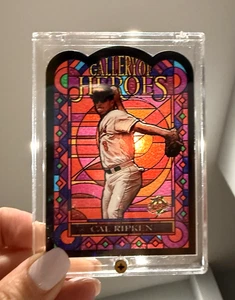 1997 TOPPS GALLERY OF HEROES #5 Cal Ripken Jr. STAINED GLASS DIE CUT INSERT - Picture 1 of 5
