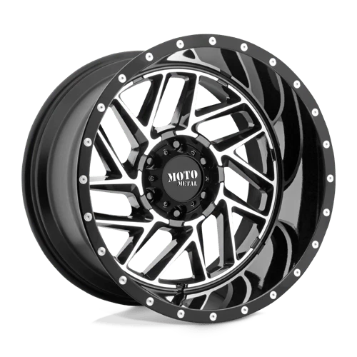 16" Moto Metal MO985 BREAKOUT 5X4.5 -6MM GLOSS BLACK MACHINED (4) — 第 1/3 张图片
