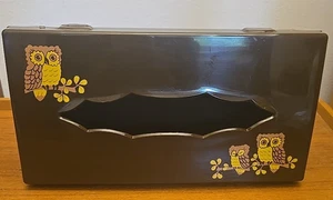 Vtg 1980 Wolff Products USA Brown Hinged Plastic Tissue Holder Owls J C Penny - Picture 1 of 15