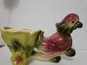 HULL POTTERY - Vintage 60 USA Parrot Flower Cart 1950s Planter - 9.5 x 6 x 4 - Picture 1 of 12