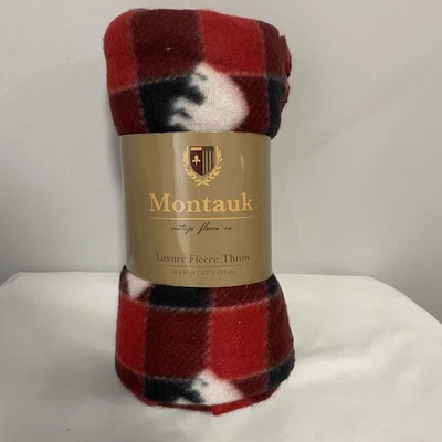 Montauk Vintage Fleece Co Luxury Fleece Throw In A Red And Black Pattern - Image 1 of 3