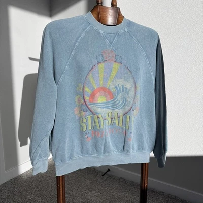 Billabong x The Salty Blonde Stay Salty 1972 Tour Sweatshirt Blue Size S Vintage - Image 1 of 4