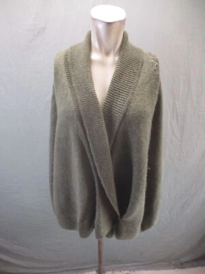 Garnet Hill Size S Womens Olive 100% Baby Alpaca One Button Loose Poncho 605 - Image 1 of 4
