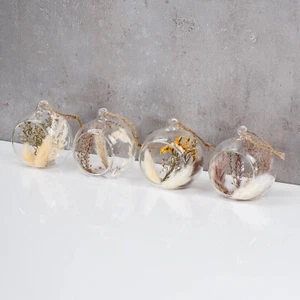Deko Anhänger Glaskugel ø8cm Trockenblumen Natur Blume Kugeldeko Glas Boho Kugel - Bild 1 von 3