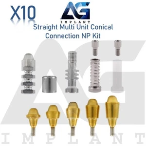10 Dentales Rectos Multi Unidad Conexión Cónica NP Kit Completo Sistema Hexagonal 2.25mm - Imagen 1 de 3