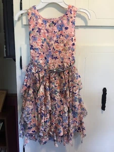 Girls Lily Rose Lacy Dress With Asymmetric Hem & Belt-7 - Picture 1 of 7