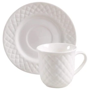 Set of 2 Gibson Designs Antique Quilt Cups & Saucers - Picture 1 of 1