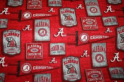 Alabama Fabric Crimson Tide Material Cotton for Masks NCAA 1/4 yard 9" x 44" ! - Image 1 of 4
