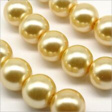 Lot de 20 Perles Nacrées en Verre 10mm Jaune Aurore