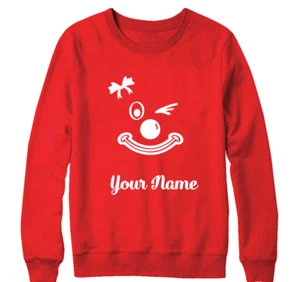 Personalised Your Name Red Nose Day Ribon Sweatshirt Funny Cartoon Smile Gifts - Picture 1 of 16