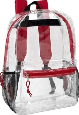 Mochila Transparente Resistente de Bolsa para Libros para Mujeres Hombres 16" Transparente Espalda Grande Foto 1 de 4