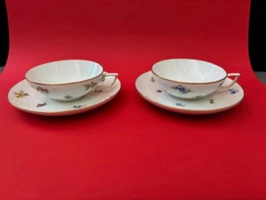 2 seltene Meissen Porzellan Teetassen Art Deco, 1. Wahl Streublümchen - Bild 1 von 6
