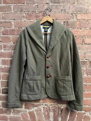 Rugby Ralph Lauren Women’s Shawlneck Jacket, Sz Medium Army Olive Cotton Fleece - Image 1 of 4